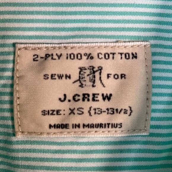 J. Crew Oversized Secret Wash Banker Stripe Button Down Shirt Green - Picture 4 of 13